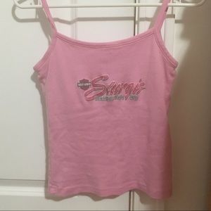 cute pink Y2K harley davidson tank top